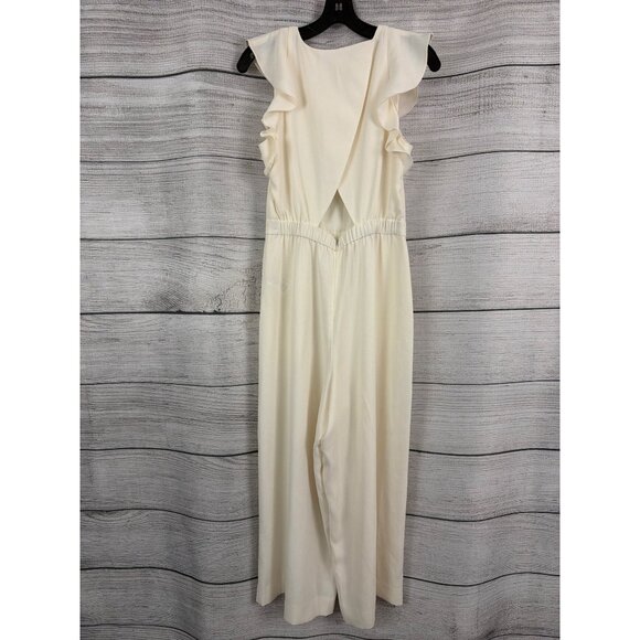 J. Crew Ruffle-Sleeve Cream Jumpsuit With Open Back Size 6 - Picture 3 of 3